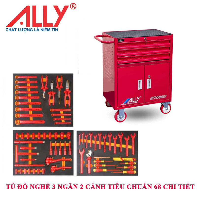 Tủ đồ nghề tiêu chuẩn 3 ngăn 2 cánh ally qt-032C