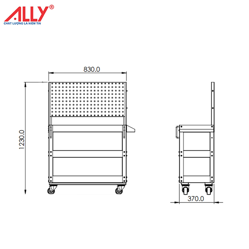 Alternative view of Xe đẩy đồ nghề 3 ngăn QT-D03Q-1230