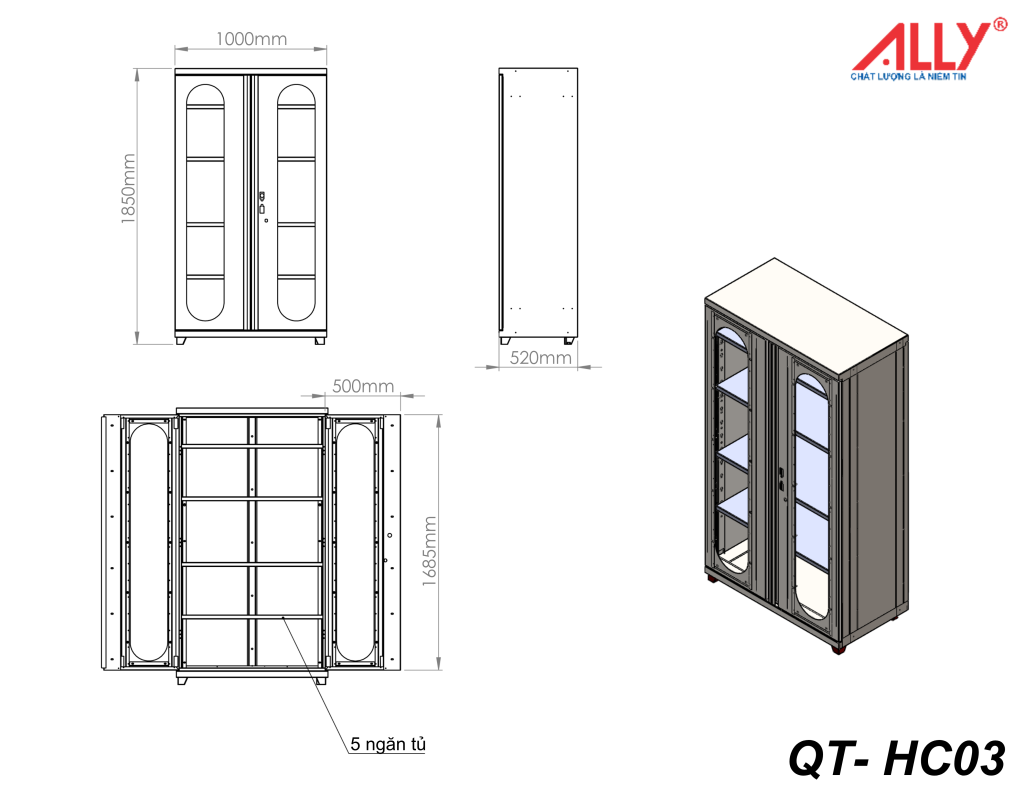 Tủ đựng đồ nghề 2 cánh ALLY QT-HC03
