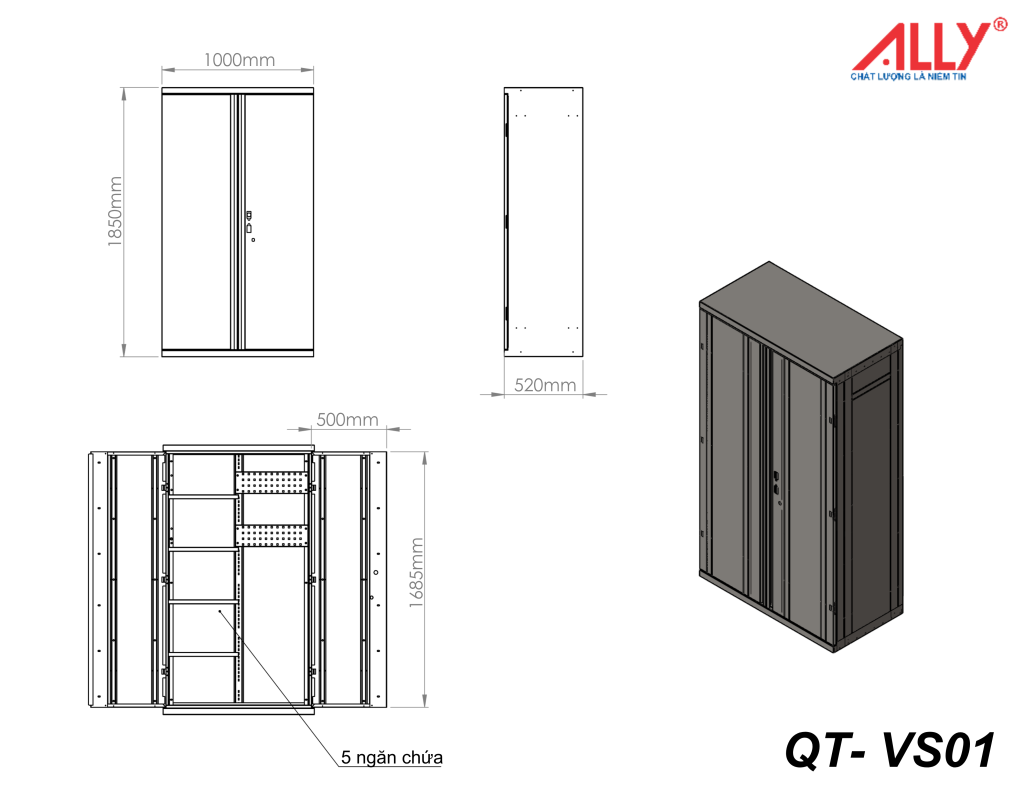 Tủ đựng dụng cụ vệ sinh nhà máy ALLY QT-VS01