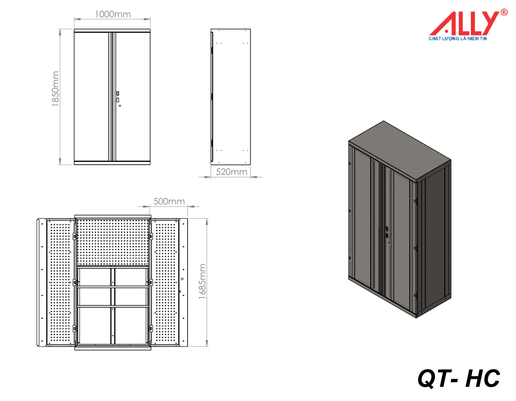 Tủ treo đồ nghề 2 cánh ALLY QT-HC